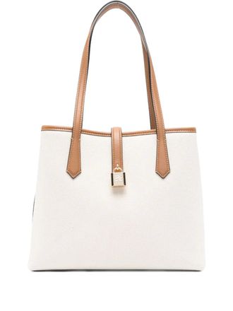 Karl Lagerfeld padlock leather-trimmed tote bag - Neutrals