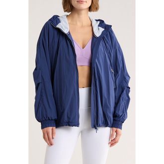 Free People Explore More Nylon Hooded Jacket in Blue/Navy at Nordstrom Rack, Size Large
