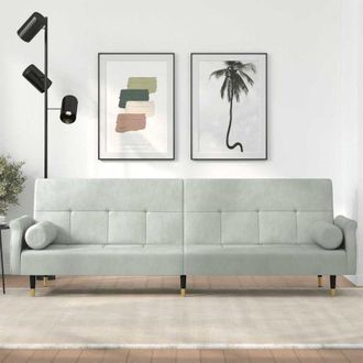 vidaXL Vidaxl - Divano Letto con Cuscini Grigio Chiaro in Velluto