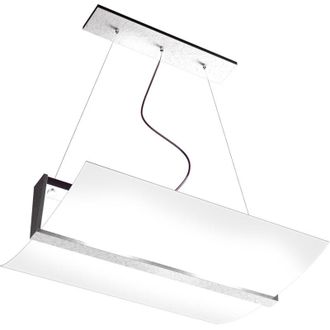 Top-Light Sospensione Contemporanea Wood Metallo Foglia Argento Vetro Bianco 2 Luci E27