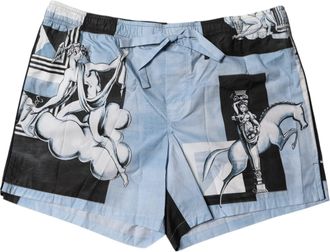 Dolce & Gabbana Statue Print Cotton Shorts - Blue