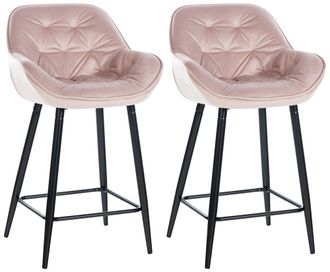 Clp Clp - Set De 2 Taburetes De Bar Gibson Rosado Terciopelo