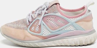 Sophia Webster Pink Knit Fabric Suede And Rubber Candyfloss Fly By Sneakers