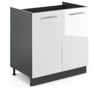 Vicco Mobile lavello cucina Fame-Line, Bianco lucido, 80 cm senza piano di lavoro Vicco