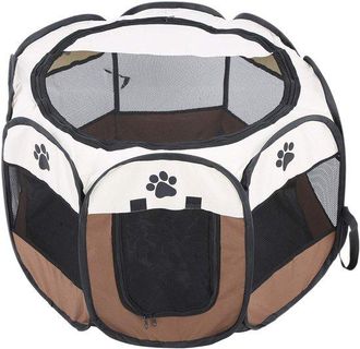 OEM Omgoods, Dailygoody, Tienda De Campa&ntilde;a Plegable Para Mascotas, Port&aacute;til Para Uso Interior Y Exterior, Color Caf&eacute;, Malla Transpirable