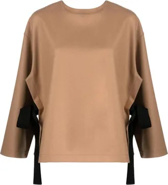 Erika Cavallini Semi Couture Brown Nara wool blend blouse