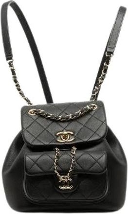 Chanel Pre-owned Matelasse Calfskin Backpack - Dames - Vintage Rugzakken - Zwart - ONE Size - Leer - Vintage