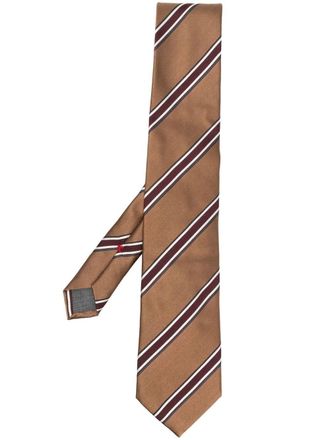 Brunello Cucinelli Gestreepte stropdas - Bruin