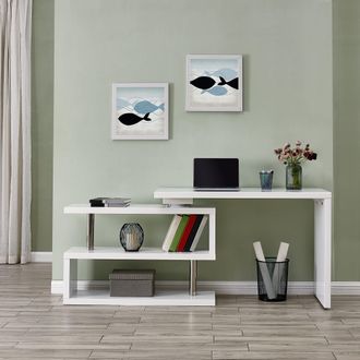 SEI Yates Multifunctional Corner L Desk With Shelves
