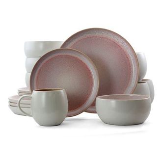 Elama Mocha Muave 16 Piece Luxurious Stoneware Dinnerware with Complete Setting for 4 in Purple at Nordstrom