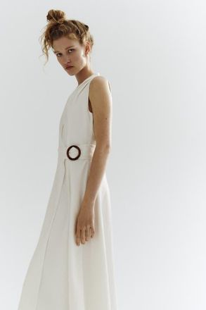 H&M Linen-blend Wrap Dress in Cream at Nordstrom, Size X-Small