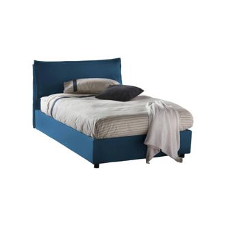 Talamo Italia Dmora - Cama De Plaza Y Media Dcasade, Cama Contenedor Con Revestimiento De Tela, 100% Made In Italy, Apertura Frontal, Con Colch&oacute;n Cm 120x190 Incluid