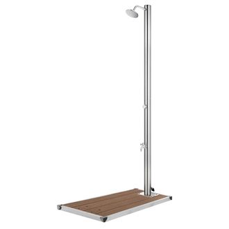 vidaXL Ducha De Jard&iacute;n Con Base Marr&oacute;n De 220 Cm De Acero Inoxidable