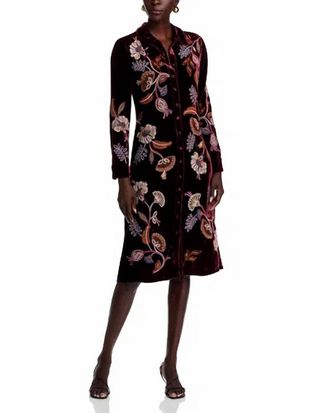 Johnny Was Gineva Velvet Shirt Dress In Blackberry