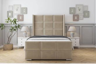 Sloomy Beaumont Coniston Bed Frame With 50 Upholstered Wingback Headboard in Cream | Size: Super King