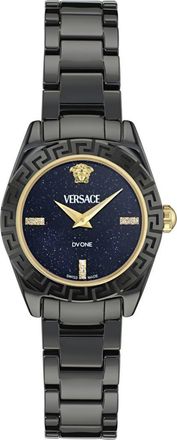 Versace DV One Mini Diamond Ceramic Bracelet Watch, 28mm in Black Ceramic at Nordstrom