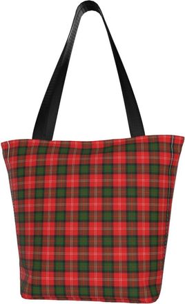 AOOEDM Black Red Tartan Reusable Tote Bag Women Casual Handbag Shoulder Bags for Shopping Groceries Travel Outdoors