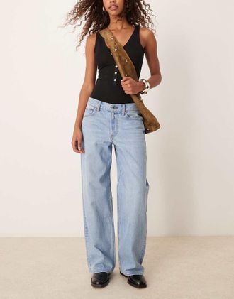 Abercrombie & Fitch Jeans super ampi a vita bassa azzurri-Blu