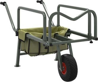 vidaXL Vidaxl - Fishing Trolley Green with Wheel Powder-coated Steel