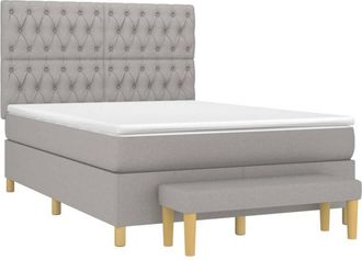 vidaXL Vidaxl - Cama Box Spring Con Colch&oacute;n Tela Gris Claro 140x200 Cm