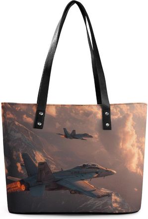 Generic Airplane Aircraft Fighter Jet Plane Tote Bags for Women Cute Shoulder Purses Handbags