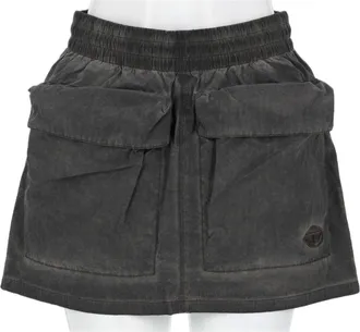 Diesel Black Nylon Cotton Flap Mini Skirt