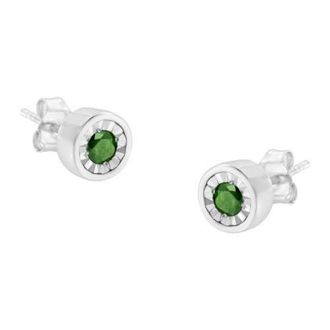 House of Brilliance Silver 1/4 Ct Green Diamond Miracle- Stud Earrings in White at Nordstrom