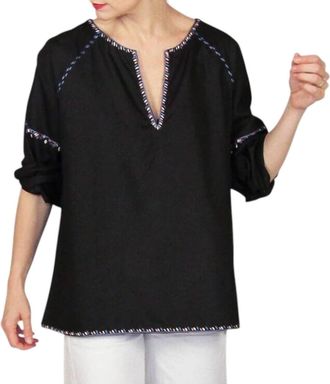 Hatch Maternity The Embroidered Peasant Top In Black