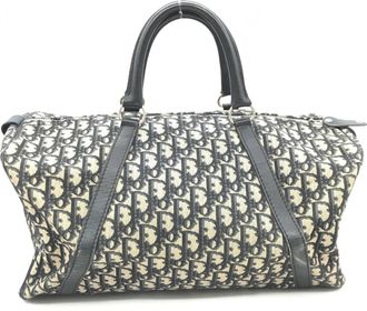 Dior Navy Blue Trotter Canvas Boston Womens Bag (Pre-Owned)