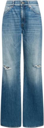 Dondup Wide Jeans, female, Blue, Size: W27 Amber Wide-leg Jeans