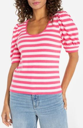 Liverpool L.A. Stripe Scoop Neck Sweater in Pink Multi Stripe at Nordstrom, Size X-Small