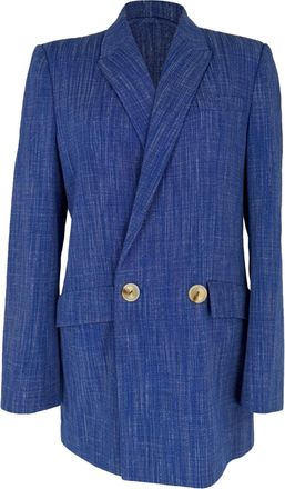 Galvan London Double-Breasted Blazer in Navy Blue Cotton