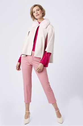 JayLey Womens Faux Fur Suede Jacket - Pink - One Size