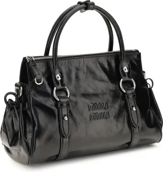 Miu Miu Womens Leather Handbag Calf Black Handbags Hand Bags