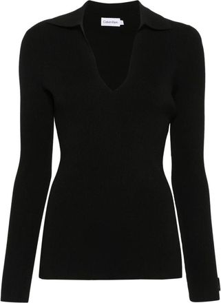 Calvin Klein Casual Zwarte Pullover Trui - Dames - Ronde hals truien - Zwart - M - Nylon - Truien & Vesten