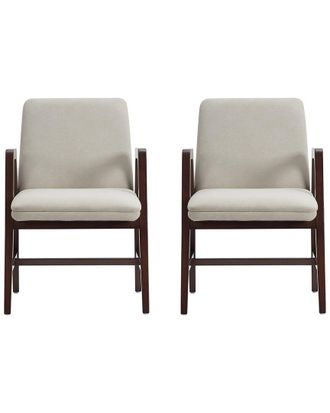 Manhattan Comfort Set Of 2 Stella Velvet Dining Armchairs With Beech Wood Legs