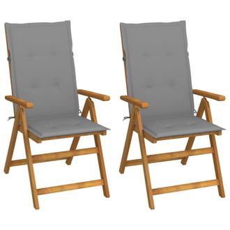 vidaXL Vidaxl - Sedie Da Giardino Reclinabili 2 Pz Con Cuscini Massello Acacia