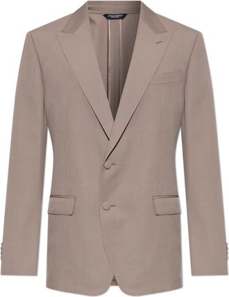 Dolce & Gabbana Wollen Blazer met Enkele Split - Heren - Blazers - Beige - L - Wol - Jassen