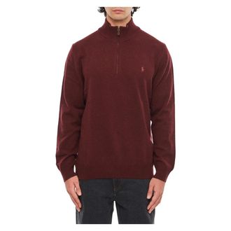 Polo Ralph Lauren Turtlenecks, male, Red, Size: XL Wool Sweater With Zip