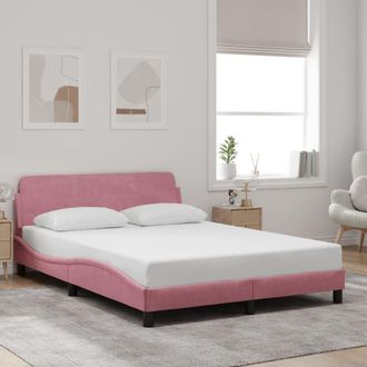 vidaXL Vidaxl - Cama Con Cabecero Sin Colch&oacute;n Terciopelo Rosa 140x200 Cm