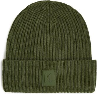 Karl Lagerfeld Berretto a coste con applicazione - Verde