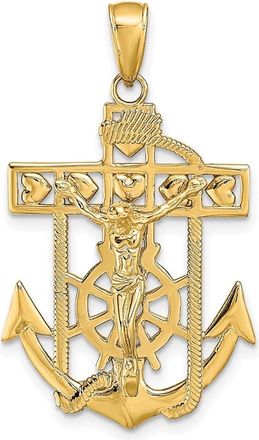 Diamond2Deal 10k Yellow Gold Polished Textured Mariners Crucifix Pendant