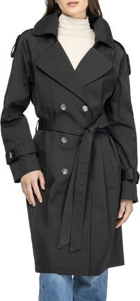 Gorski Lightweight Belted Trench Coat in Black at Nordstrom, Size X-Small