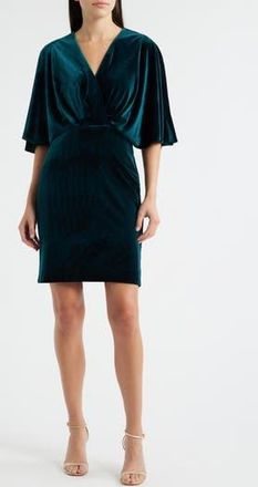 Eliza J Dolman Sleeve Velvet Sheath Dress in Hunter at Nordstrom Rack, Size 14