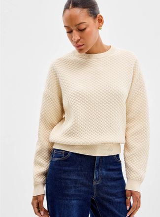 Contemporaine Womens Diamond-texture pure cotton sweater