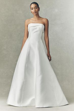 Jenny Yoo Jenny by Jenny Yoo Ana Strapless Foldover Satin Fit & Flare Wedding Gown