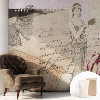 Tulup Carta Da Parati Non Tessuto - Con Colla Inclusa Per Camera Da Letto - Facile Da Applica - Motivo Decorativo Collage Nostalgico 250x250 Cm