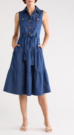 Derek Lam Florence Sleeveless Cotton Shirtdress in Deep Blue at Nordstrom Rack, Size 12