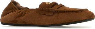 Miu Miu Womens Suede Leather Loafer Brown Lambskin