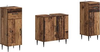 vidaXL Juego De Gabinete De Ba&ntilde;o De 2 Piezas Haarlem Madera Envejecida Vidaxl